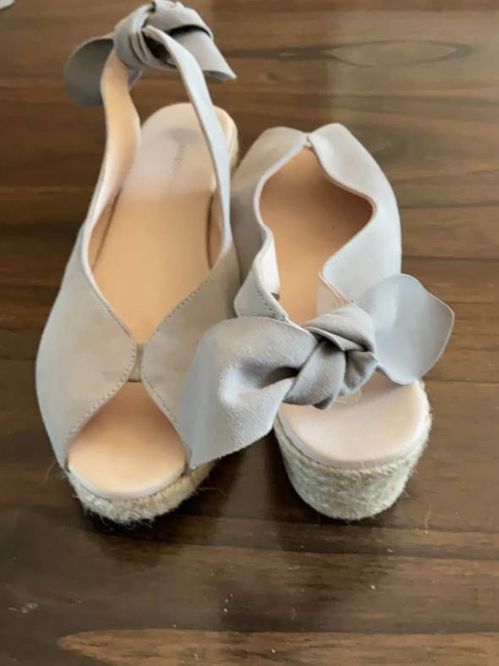 Women’s Light Gray Bow Espadrille Wedge Sandals. -  Eric Michaels